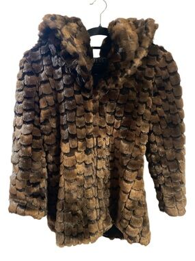Guess Brown Faux Fur Hooded Teddy Jacket
